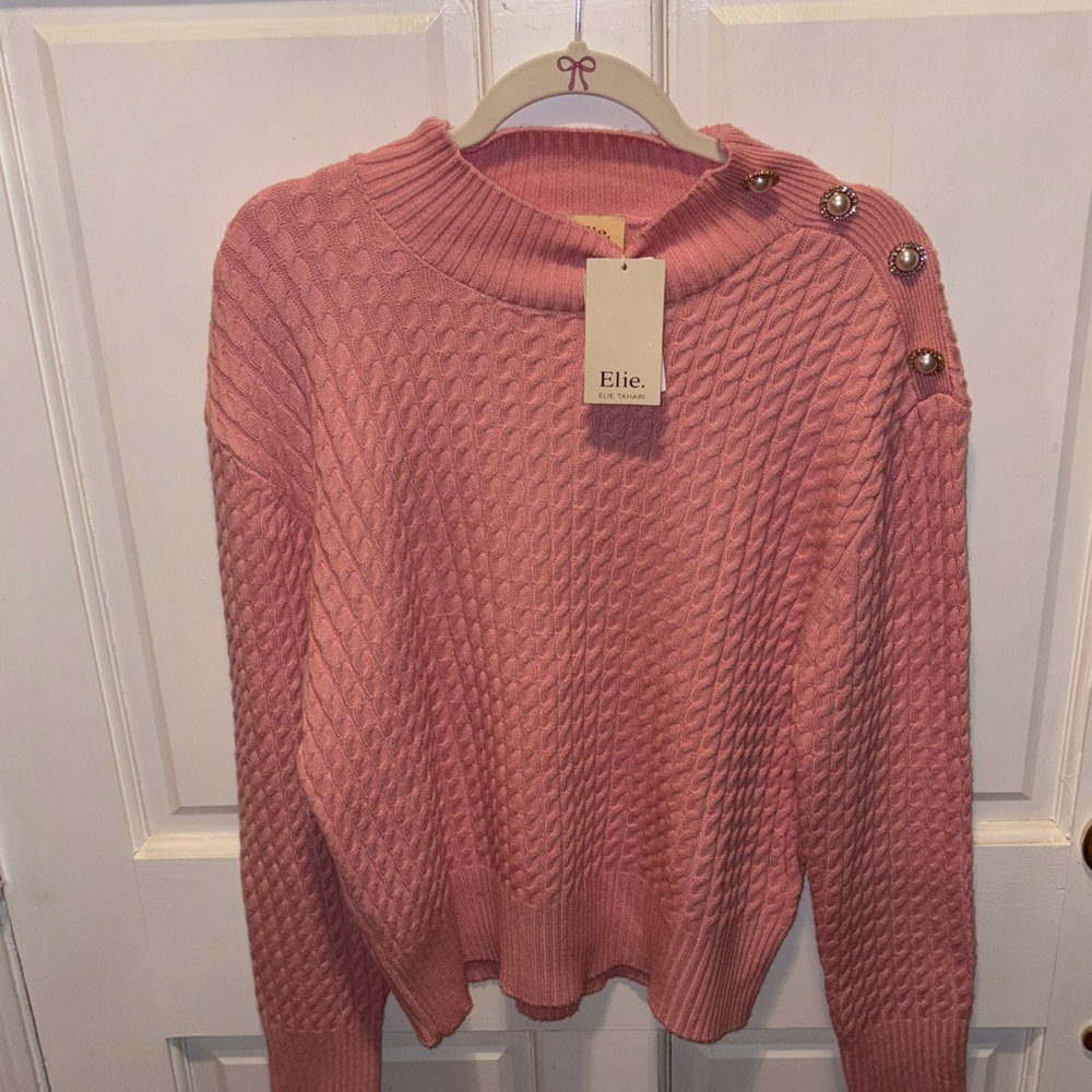 Ellie Pink Textured Women's Sweater perfect for Spring!!!
